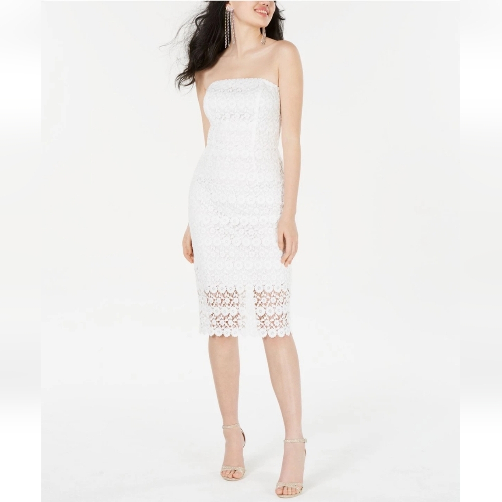 B DARLIN Womens White Lace Sleeveless Sheath Dress, Size: 3\4